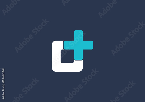 letter O icon, plus symbol logo vector illustration