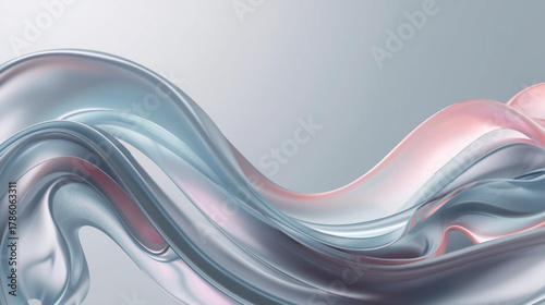 Smooth, Iridescent Abstract Flow with Pastel Metallic Tones, Reflecting Light in a Dynamic and Elegant Modern Background Design