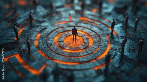 Leader in a circular labyrinth