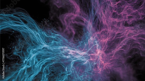 Abstract Colorful Plasma Energy Waves in Dark Space Artistic Design