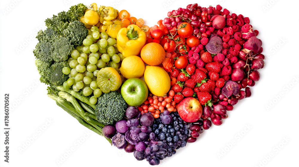 custom made wallpaper toronto digitalA rainbow-shaped heart made of various fruits and vegetables