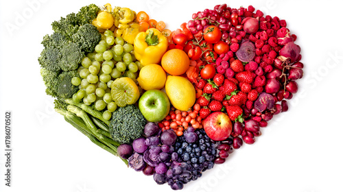 Wallpaper Mural A rainbow-shaped heart made of various fruits and vegetables Torontodigital.ca