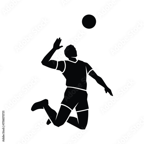 Silhouette of a volleyball player jumping to hit the ball, a dynamic and sporty vector illustration