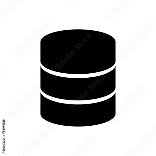 Solid Black Cylindrical Database Storage Server Vector Image