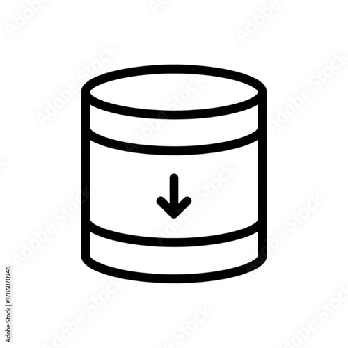 Solid Black Cylindrical Database Storage Server Vector Image