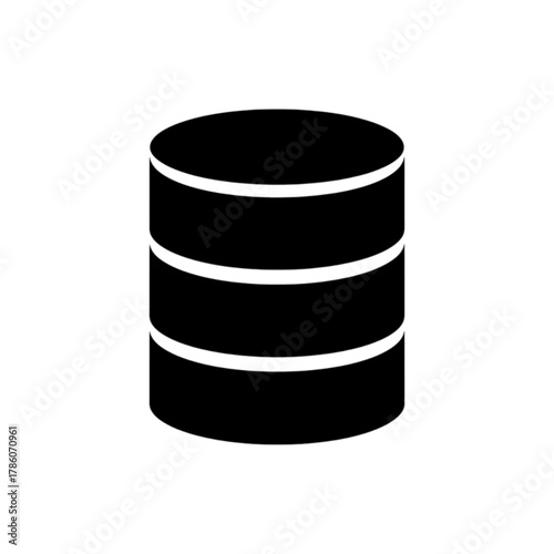 Solid Black Cylindrical Database Storage Server Vector Image