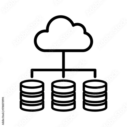 Cloud Computing Connected to Multiple Database Servers Vector Image