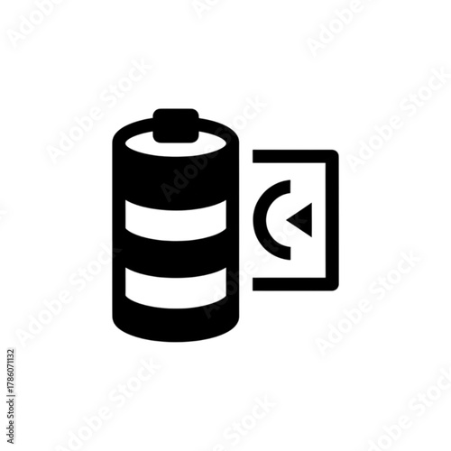 Battery with Power On/Off Button Control Vector Image