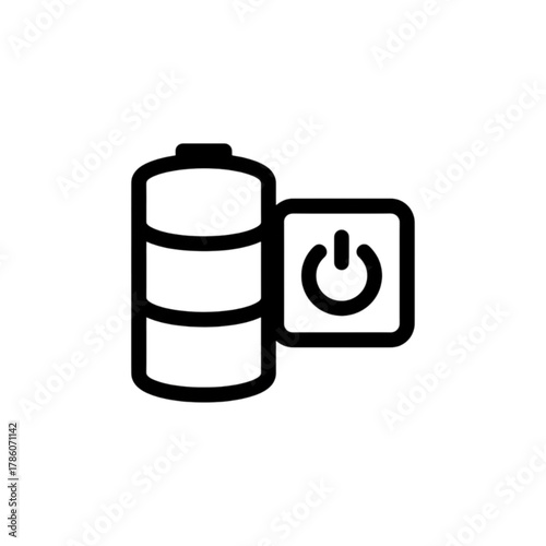 Battery with Power On/Off Button Control Vector Image