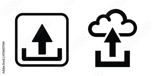 Upload icon for document, file, data, and cloud storage transfer symbol set vector