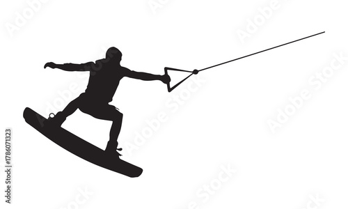Wakeboarder performing a trick silhouette