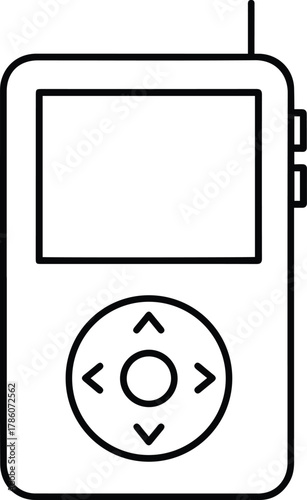 Portable Media Player or Digital Device Outline Icon - Music and Entertainment Gadget