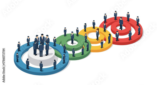 Isometric Business Hierarchy and Market Segmentation Strategy Concept