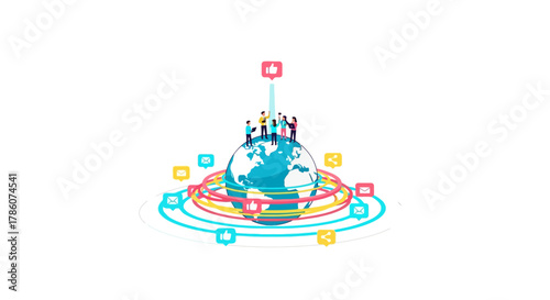 Global Social Media Marketing and Digital Communication Network Concept