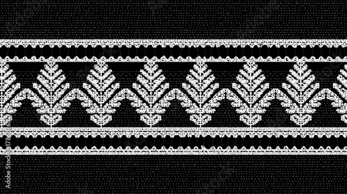 Black lace borders, a vector set of simple vintage decorative stripes for design elements