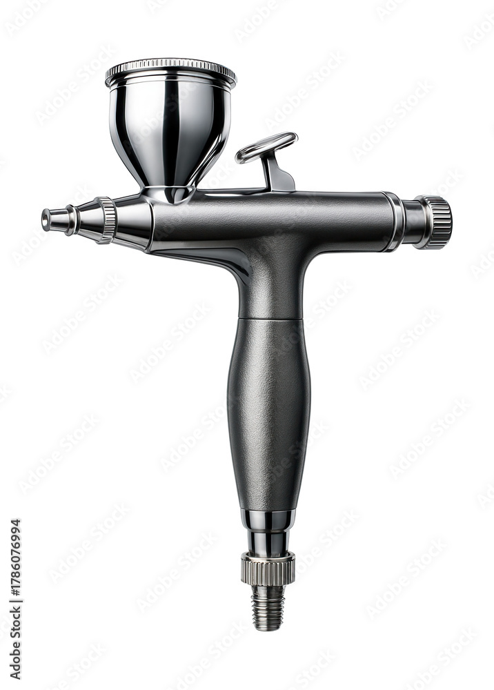 Fototapeta premium Gravity-feed airbrush for precision painting in model crafting.