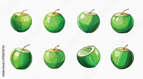 Collection of Refreshing Green Coconuts Ready to be Drank on a Hot Day