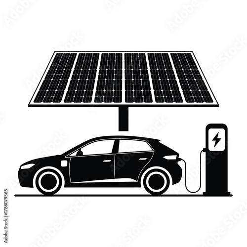Electric car charging with solar power using a charging station
