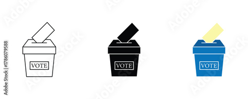 Vote box icon set vector on white background for election concept.