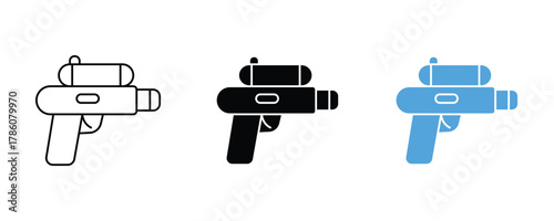Futuristic ray gun icon set vector on white background. shooter, attack, firearm, symbol.