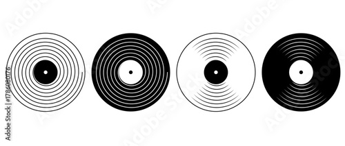 vector vinyl records set, clipart isolated on transparent background. 