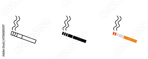 Cigarette icon set vector on white background. smoke, tobacco, symbol.
