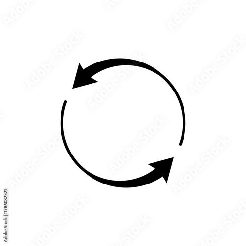 Arrow around a circle. Semicircular arrows rotate in a circle. Semi circle arrows follow each other.
