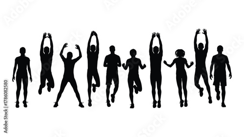 People exercising silhouettes isolated on white background, Vector