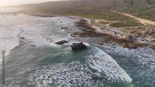 Aerial view of Meisho Maru shipwreck in Agulhas, South Africa