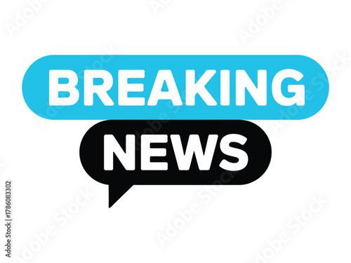 Breaking news banner with speech bubble isolated on white background for urgent updates and announcements