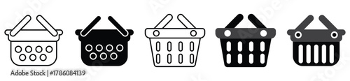 Shopping basket line icon. Simple market cart symbol for online store, supermarket, and shopping app interface.