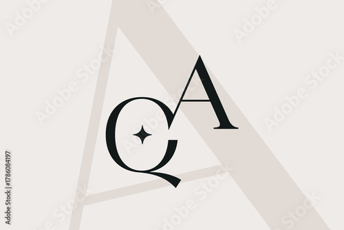QA or AQ letter logo icon design. Classic style luxury initials monogram.