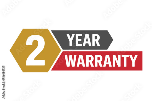 2 year warranty label isolated on white background for product guarantee and customer satisfaction