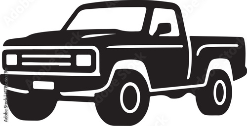 Classic vintage style pickup truck silhouette icon illustration for transportation and automotive designs vector