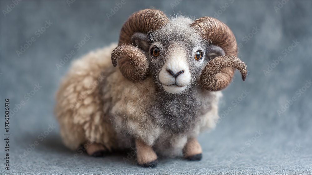 Obraz premium A charming ram with magnificent horns