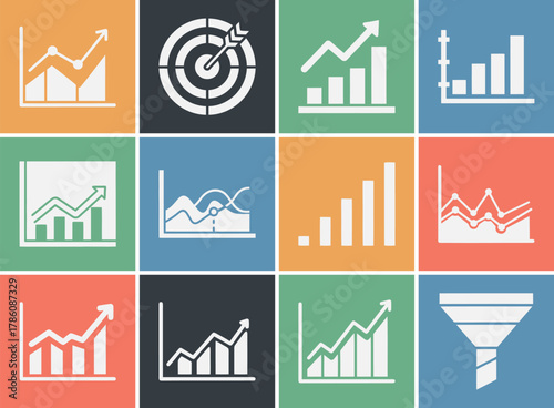 Comprehensive collection of color variant sales and marketing icons for business presentations and advertising campaigns