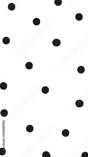 mobile background video, with black polka dots on white coloured background, polka dots background video, white  coloured background, marketing video, tiktok, instagram reel, facebook story, videos, 