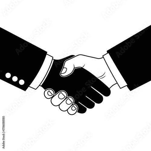 Two business people shake hands to seal a deal in a professional setting.