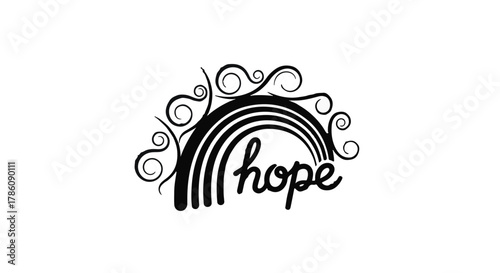 Symbol of hope with a decorative rainbow and swirling lines