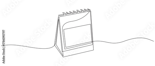 Calendar continuous single line art vector illustration,Continuous Line Drawing of a Desk Calendar,Continuous Line Drawing of a 2026 Desk Calendar