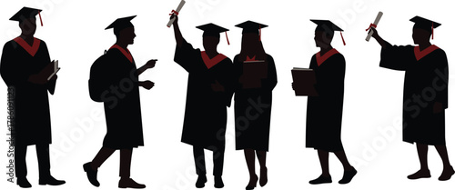 Graduation ceremony, academic success, students in caps and gowns, diploma celebration, higher education achievement, future opportunities, teamwork, knowledge, learning, success