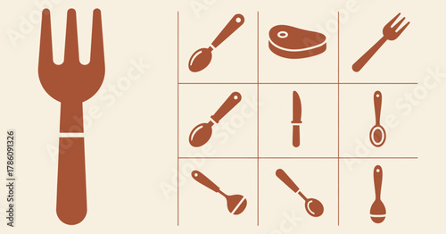 A versatile collection of spoon icons in various styles and colors for culinary and design projects