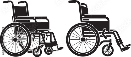 Two wheelchair silhouettes facing opposite directions