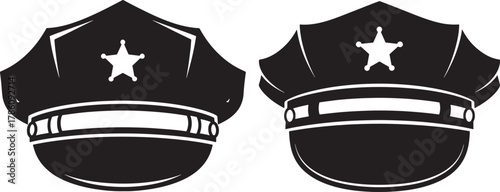 Two police officer hats silhouette