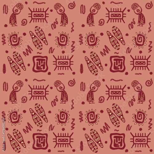 Scattered long candy or lozenge shape seamless pattern in light pink and maroon. Sweet and delicate texture for feminine packaging and paper goods.