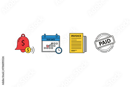Financial management icons for billing and payment systems design