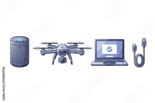 Smart technology and gadget icons for modern tech applications