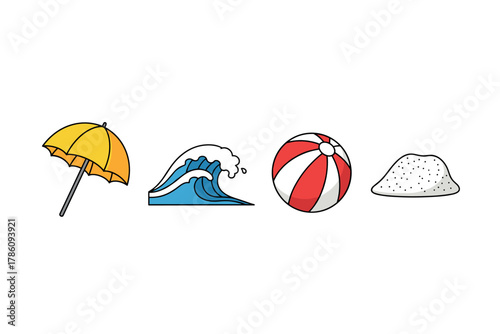 Summer beach essentials for vacation design and marketing