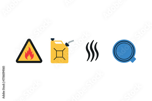 Safety and fuel management icons for industrial design