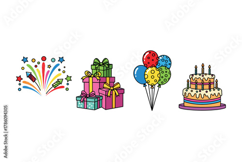 Celebratory icon set for party and event design